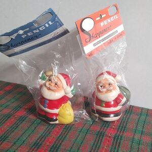 Unopened 1970s SANTA CLAUSE Pencil Sharpeners Bell Bag and Wave